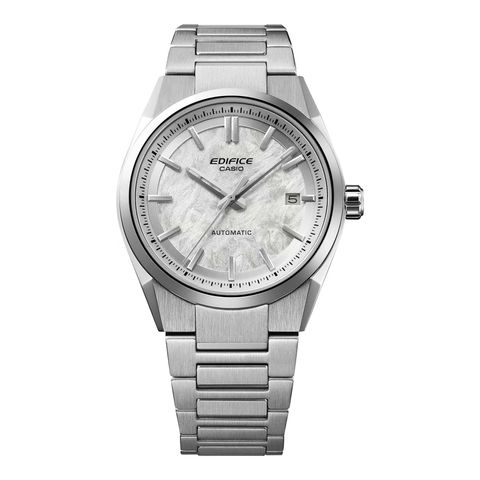 CASIO | EDIFICE系列 EFK-110D-7A | 2026年新款 銀色 銀白電鑄工藝錶盤 簡約競速機械錶 入門首選 正面