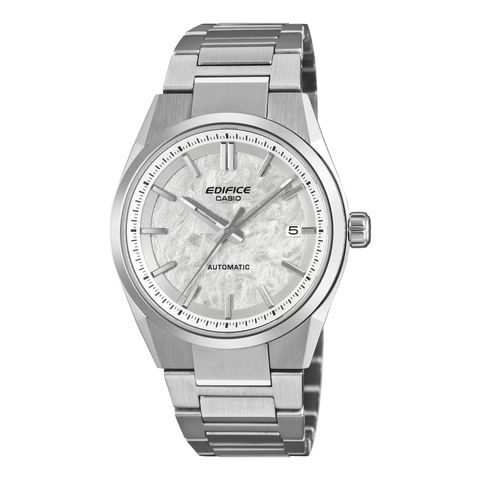 CASIO | EDIFICE系列 EFK-110D-7A | 2026年新款 銀色 銀白電鑄工藝錶盤 簡約競速機械錶 入門首選 正右側