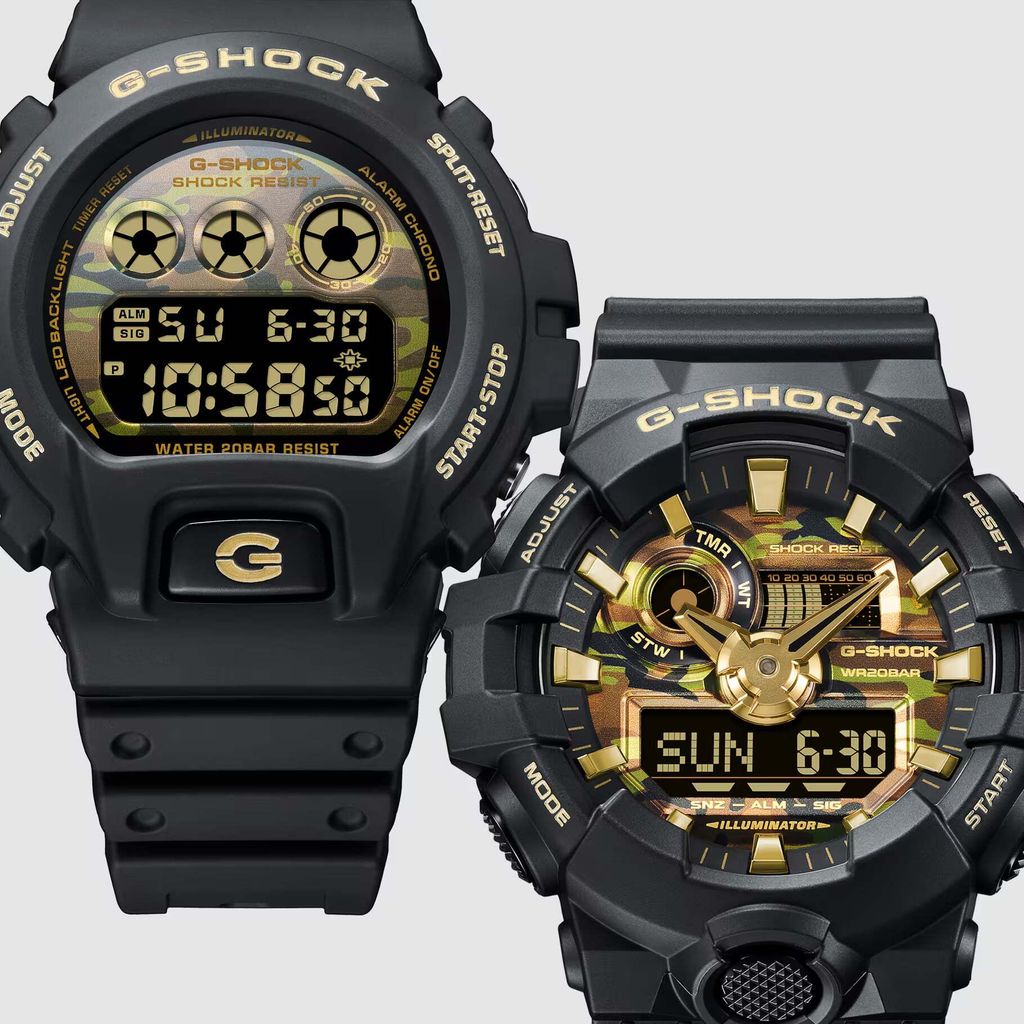 CASIO | G-SHOCK DW-6900CF-1 | 2026年6月新款 黑色雙顯錶 街頭迷彩 男錶 展示圖