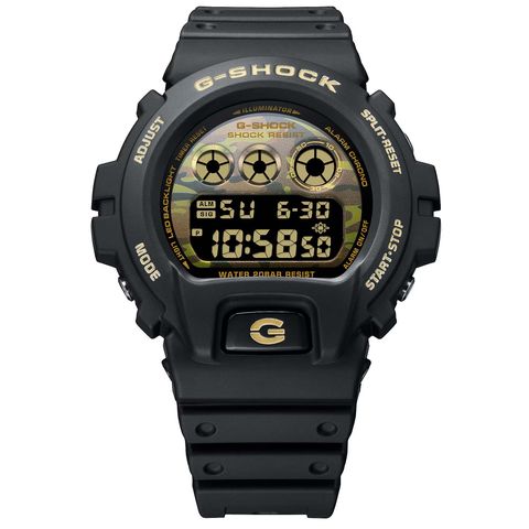 CASIO | G-SHOCK DW-6900CF-1 | 2026年6月新款 黑色雙顯錶 街頭迷彩 男錶 正面
