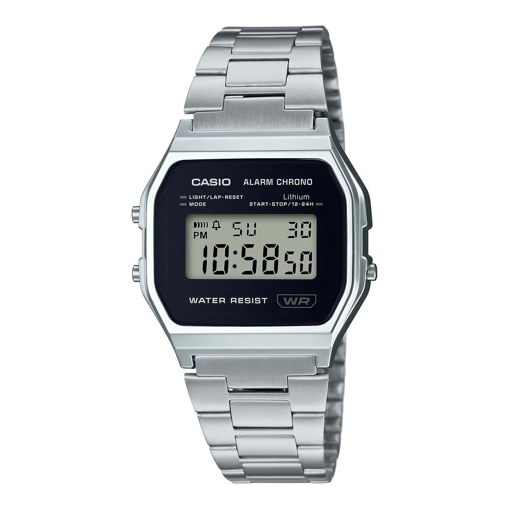 CASIO | A158WEA-1 | 復古 簡約銀色電子錶 腕錶 學生必備 正面