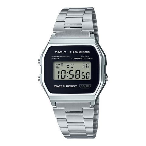 CASIO | A158WEA-1 | 復古 簡約銀色電子錶 腕錶 學生必備 正面
