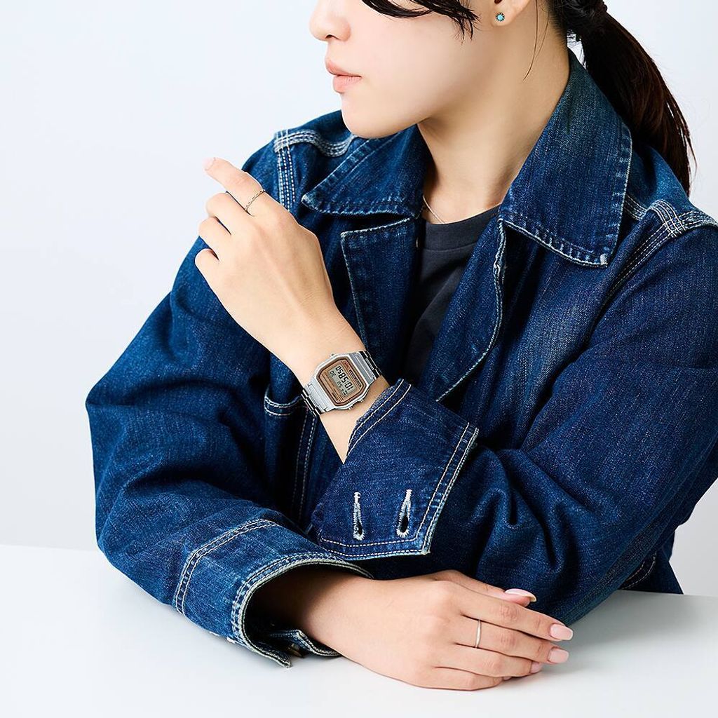 CASIO | A158WEA-9 | 復古 簡約銀色棕框電子錶 腕錶 學生必備 實戴展示