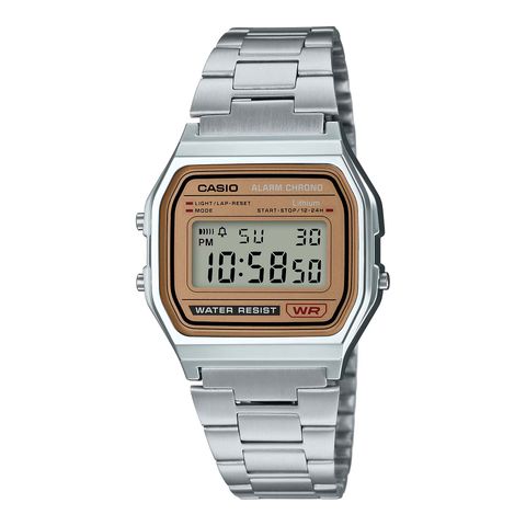 CASIO | A158WEA-9 | 復古 簡約銀色棕框電子錶 腕錶 學生必備 正面