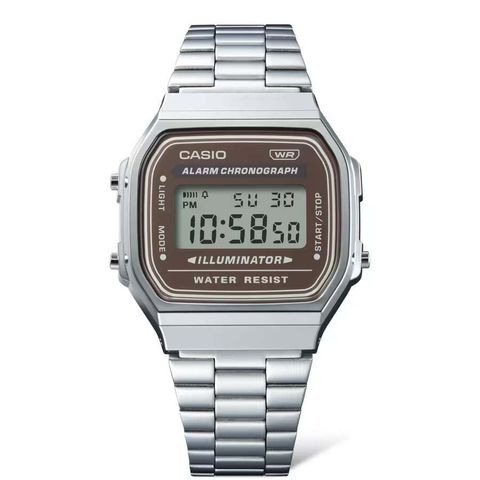CASIO | A168WA-5A | 復古 都會懷舊 銀色棕錶面電子錶 腕錶 學生必備 正面