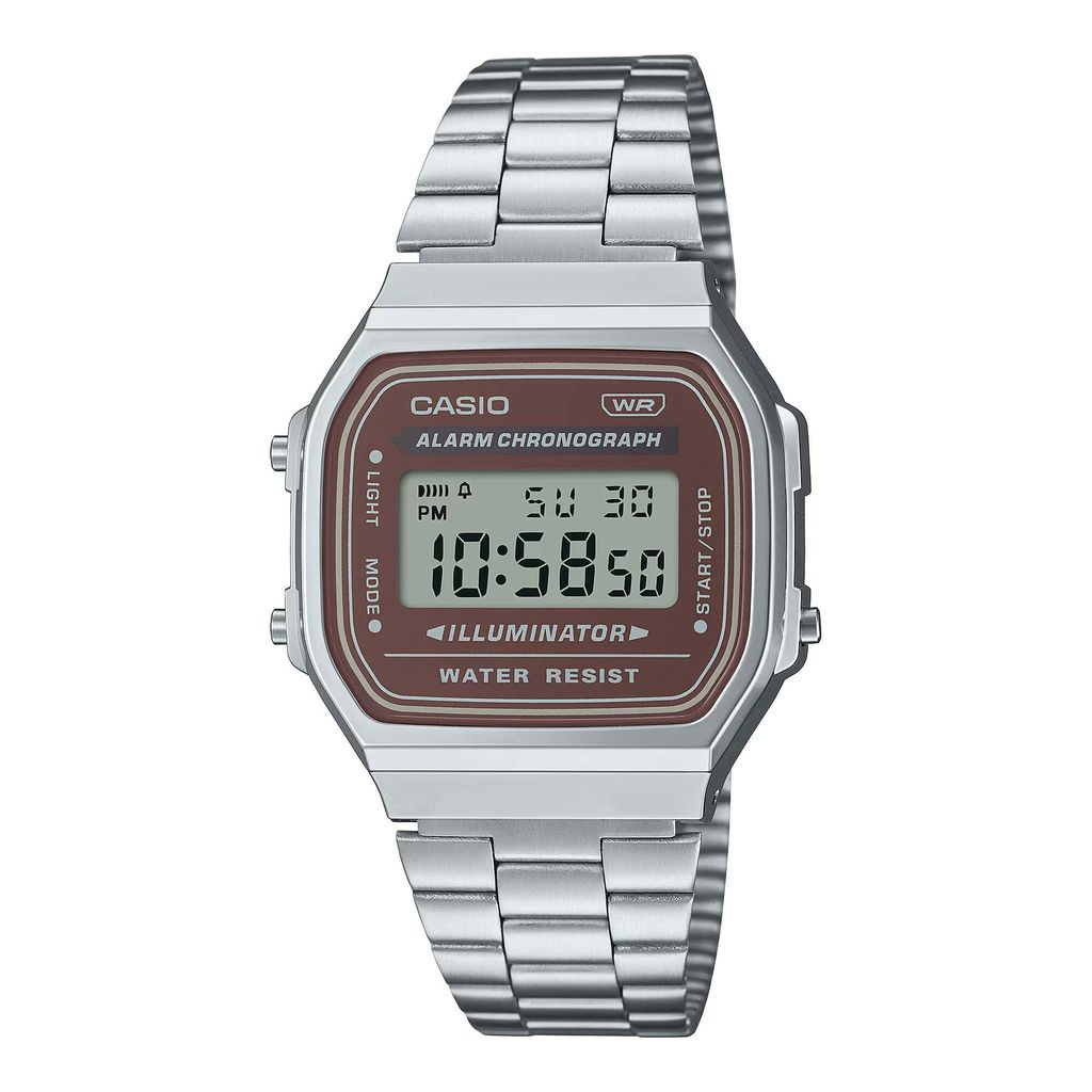 CASIO | A168WA-5A | 復古 都會懷舊 銀色棕錶面電子錶 腕錶 學生必備 正右側
