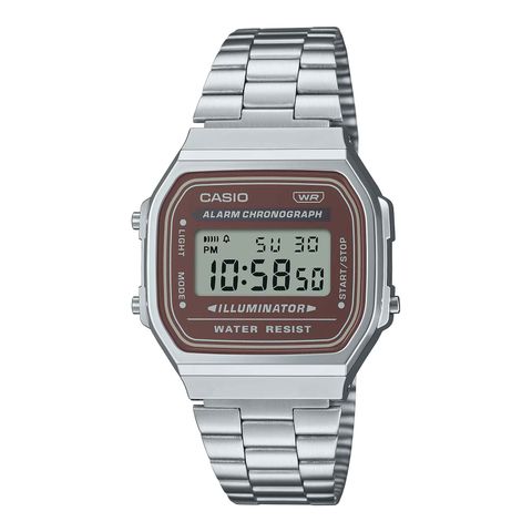 CASIO | A168WA-5A | 復古 都會懷舊 銀色棕錶面電子錶 腕錶 學生必備 正右側