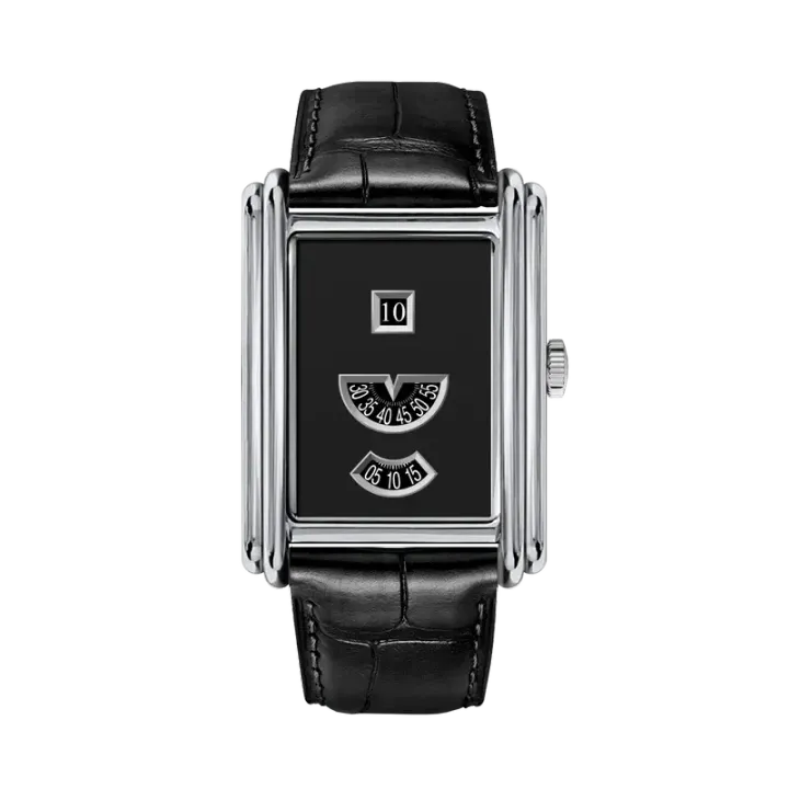 【預購】Benlydesign | Time Gallery silver black | 2026 10月新品 限量版 銀色錶框典雅復古款 黑色數字面板 黑色皮革錶帶 機械錶 正面