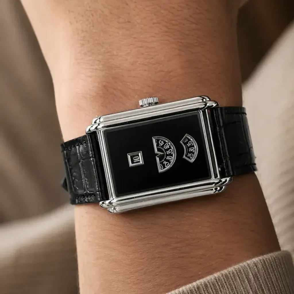 【預購】Benlydesign | Time Gallery silver black | 2026 10月新品 限量版 銀色錶框典雅復古款 黑色數字面板 黑色皮革錶帶 機械錶 實戴展示