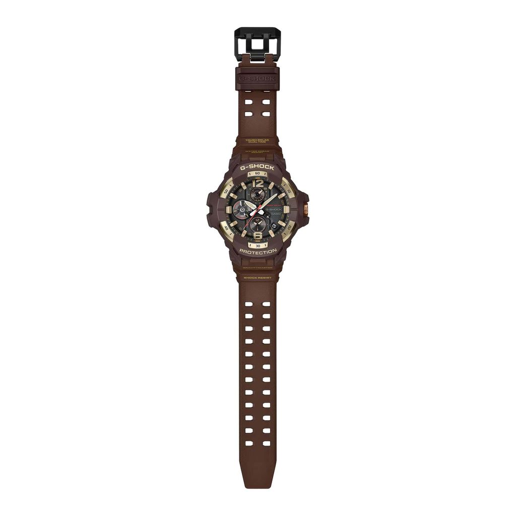 CASIO 卡西歐 | G-SHOCK GR-B300H-5A | 2026年8月新款 金色地平線 棕色三眼金色鍍離子錶盤 男錶 平攤展示