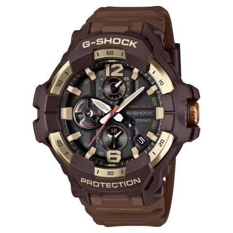 CASIO 卡西歐 | G-SHOCK GR-B300H-5A | 2026年8月新款 金色地平線 棕色三眼金色鍍離子錶盤 男錶 正側面