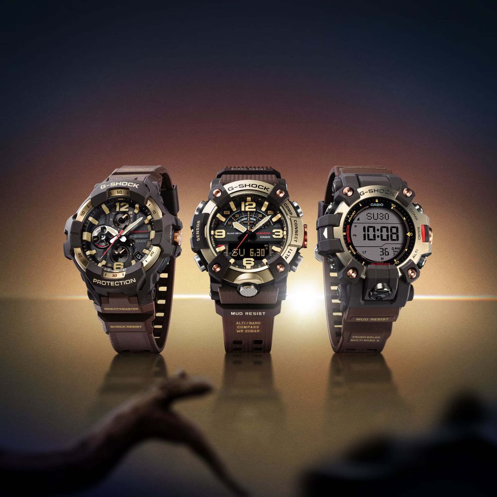 CASIO 卡西歐 | G-SHOCK GR-B300H-5A | 2026年8月新款 金色地平線 棕色三眼金色鍍離子錶盤 男錶 系列圖
