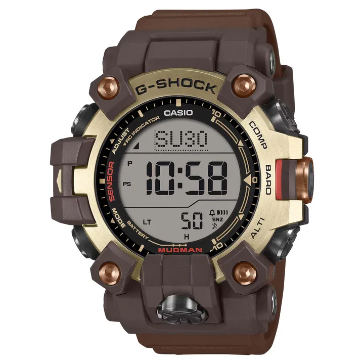 CASIO 卡西歐 | G-SHOCK GW-9500MH-5 | 2026年8月新款 金色地平線 LAND系列 MUDMAN 棕色數位 金色鍍離子錶盤 男錶 電子錶 正側面