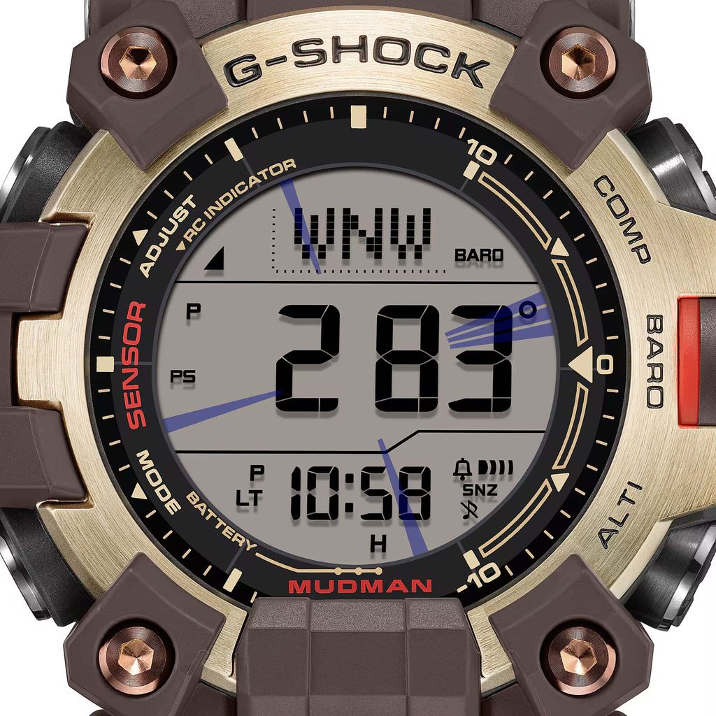 CASIO 卡西歐 | G-SHOCK GW-9500MH-5 | 2026年8月新款 金色地平線 LAND系列 MUDMAN 棕色數位 金色鍍離子錶盤 男錶 電子錶 數位錶面細節2