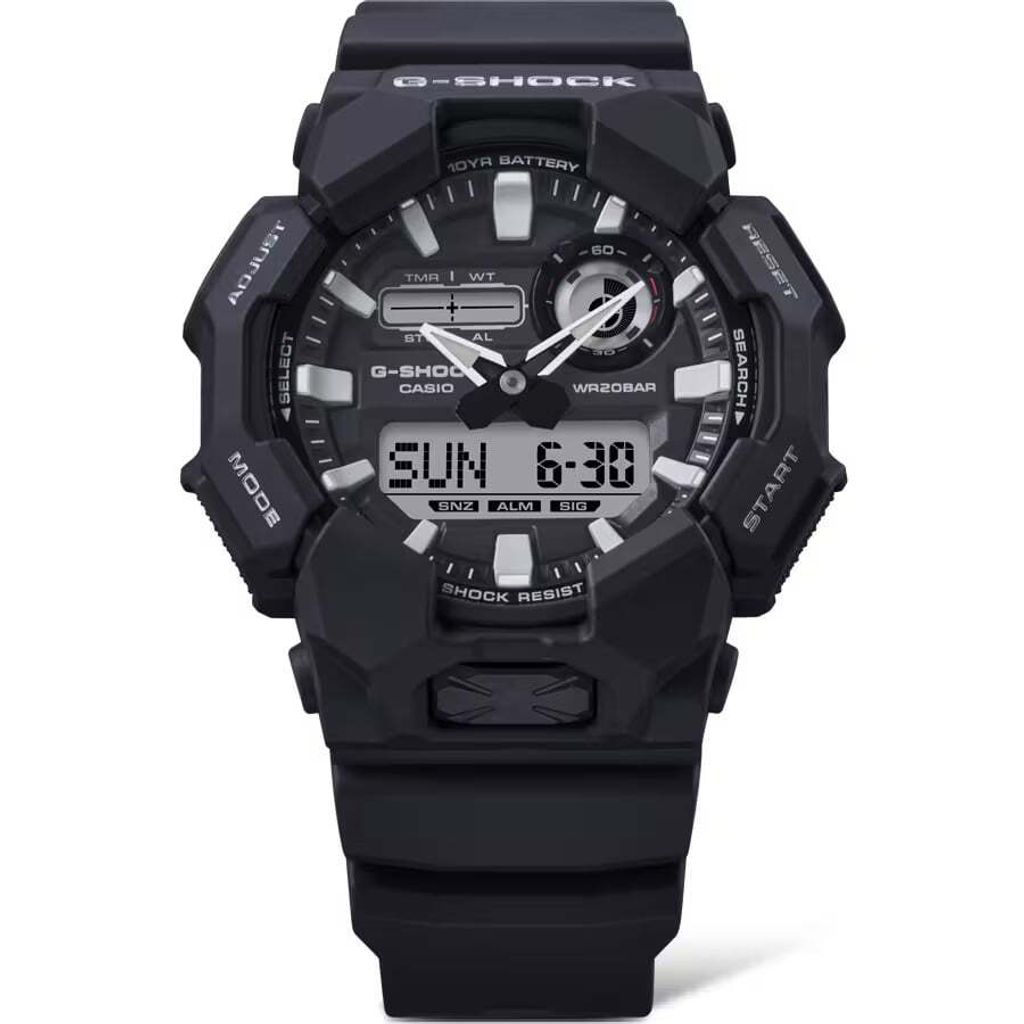 CASIO 卡西歐 G-SHOCK | GA-010-1A | 黑色 長效電池 雙顯腕錶 正面