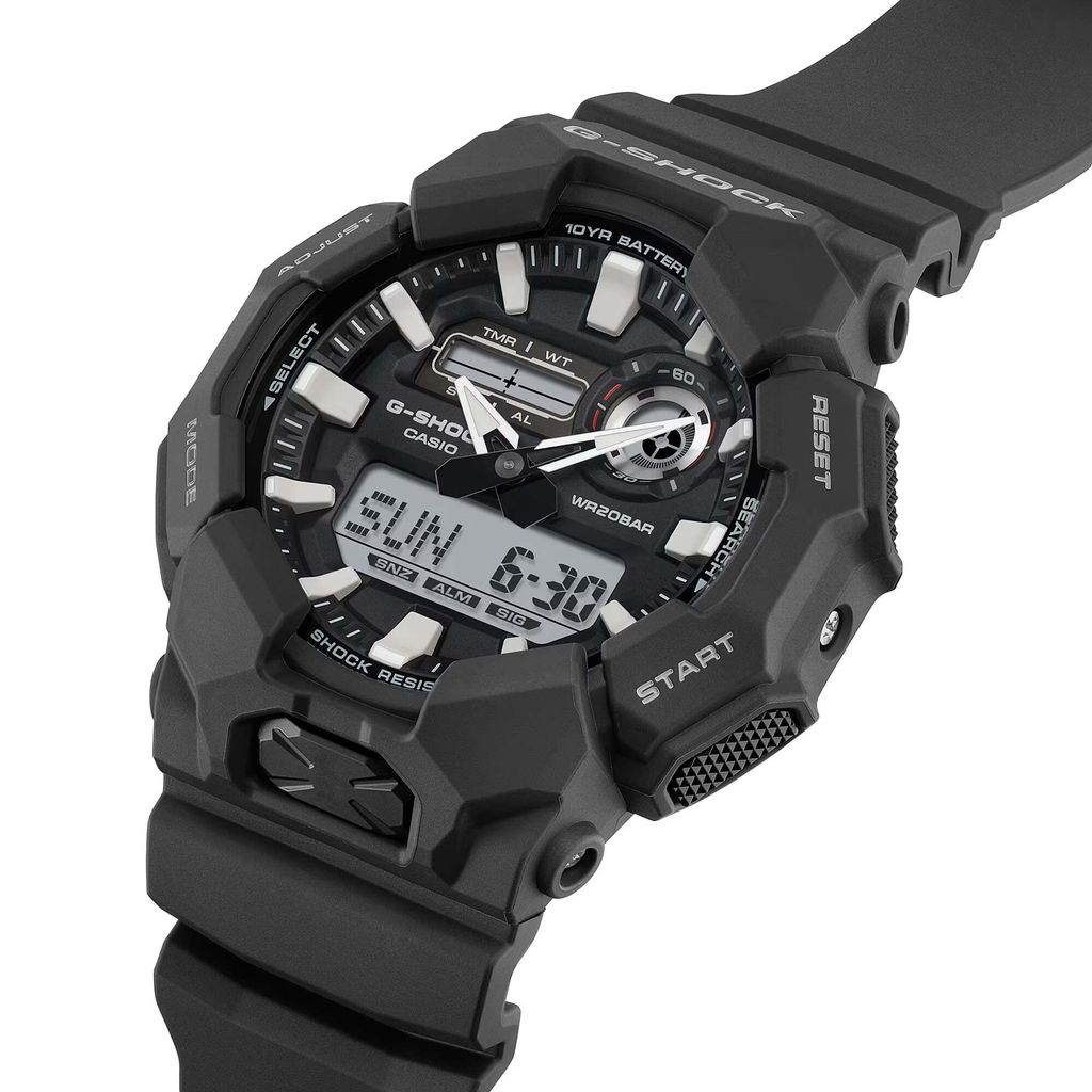 CASIO 卡西歐 G-SHOCK | GA-010-1A | 黑色 長效電池 雙顯腕錶 正右側