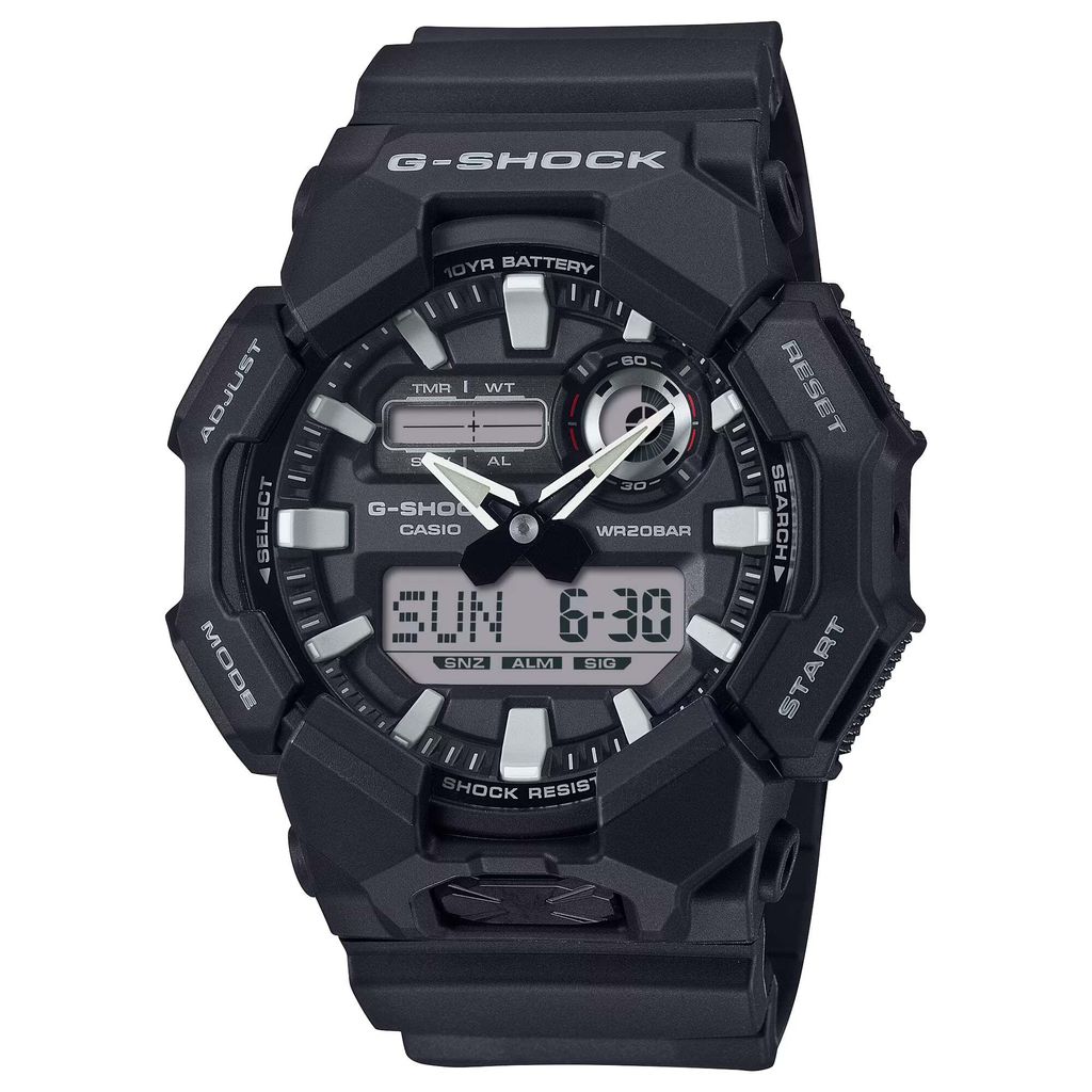 CASIO 卡西歐 G-SHOCK | GA-010-1A | 黑色 長效電池 雙顯腕錶 正側面