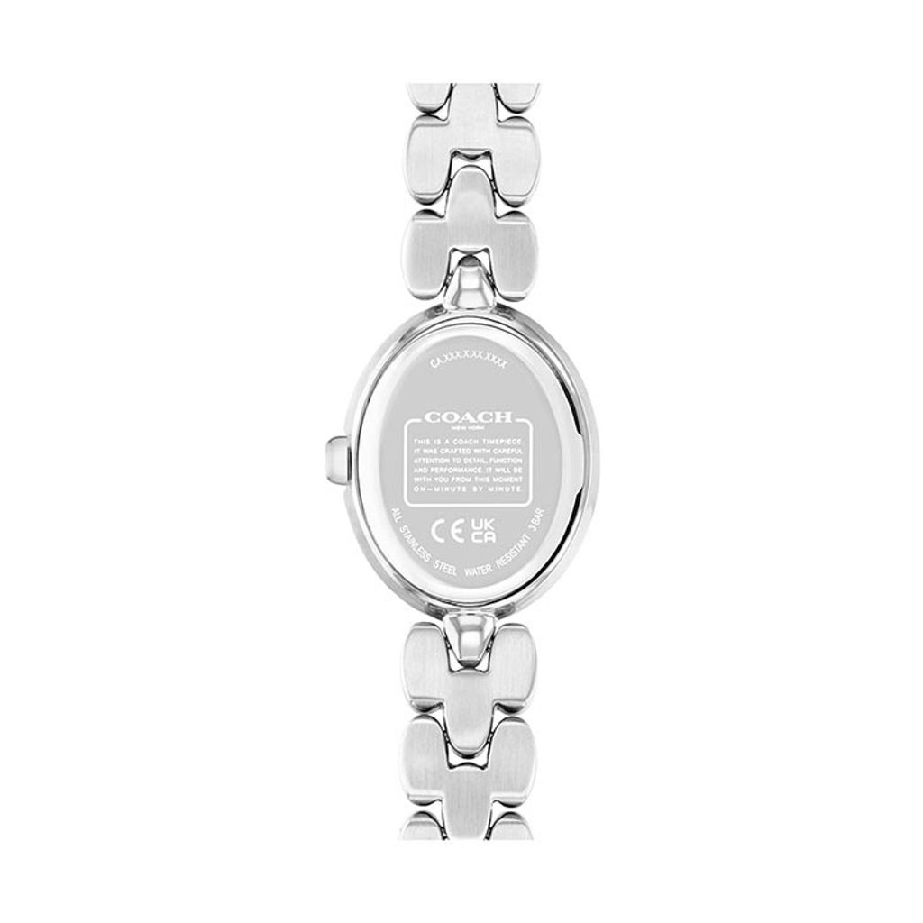 COACH | Sammy 14504420 | 經典C字logo黑色橢圓錶面 銀色不鏽鋼腕錶 女錶 背面