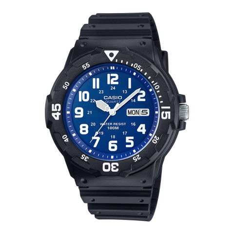 CASIO 卡西歐 | MRW-200H-2B2V | 指針式 日期顯示 寶藍錶面黑色腕錶 正面
