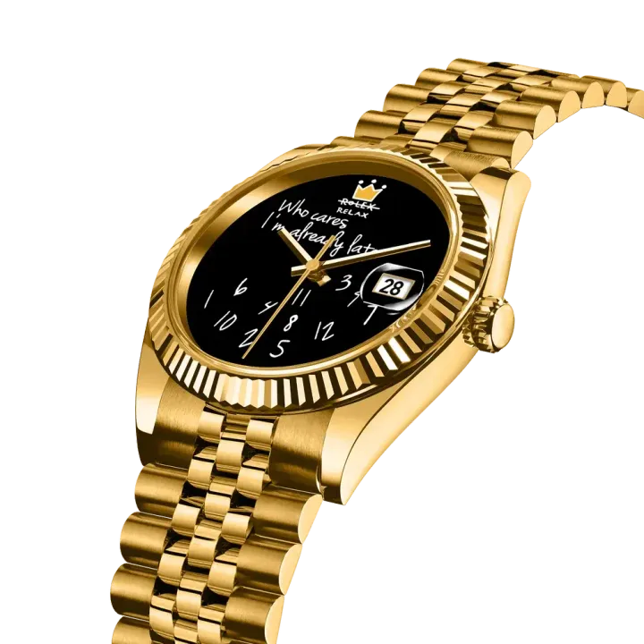 Atomishine｜EONDATE MAXI CLASSIC 系列 Golden Jest｜手繪風格 黑色錶面 金色不鏽鋼 自動機械腕錶 日期顯示 正右側