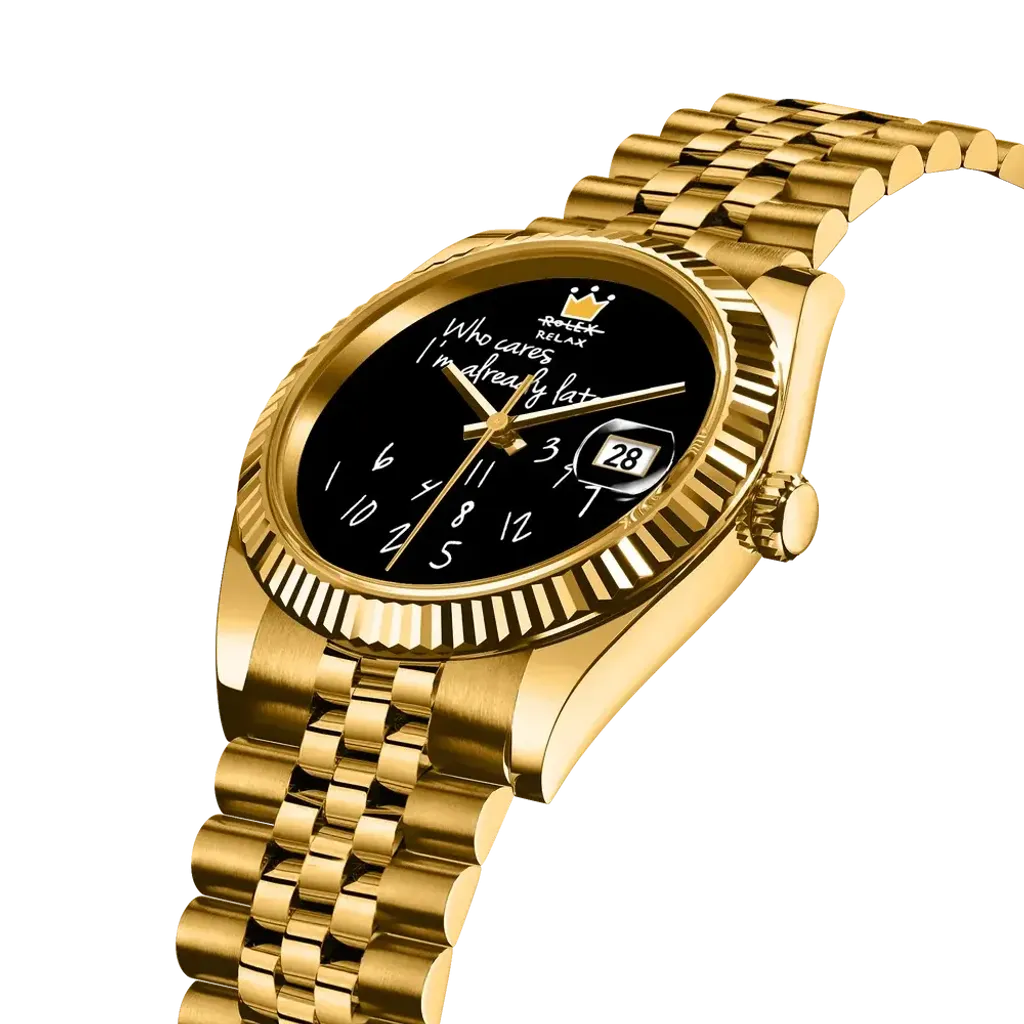 Atomishine｜EONDATE MAXI CLASSIC 系列 Golden Jest｜手繪風格 黑色錶面 金色不鏽鋼 自動機械腕錶 日期顯示 正右側