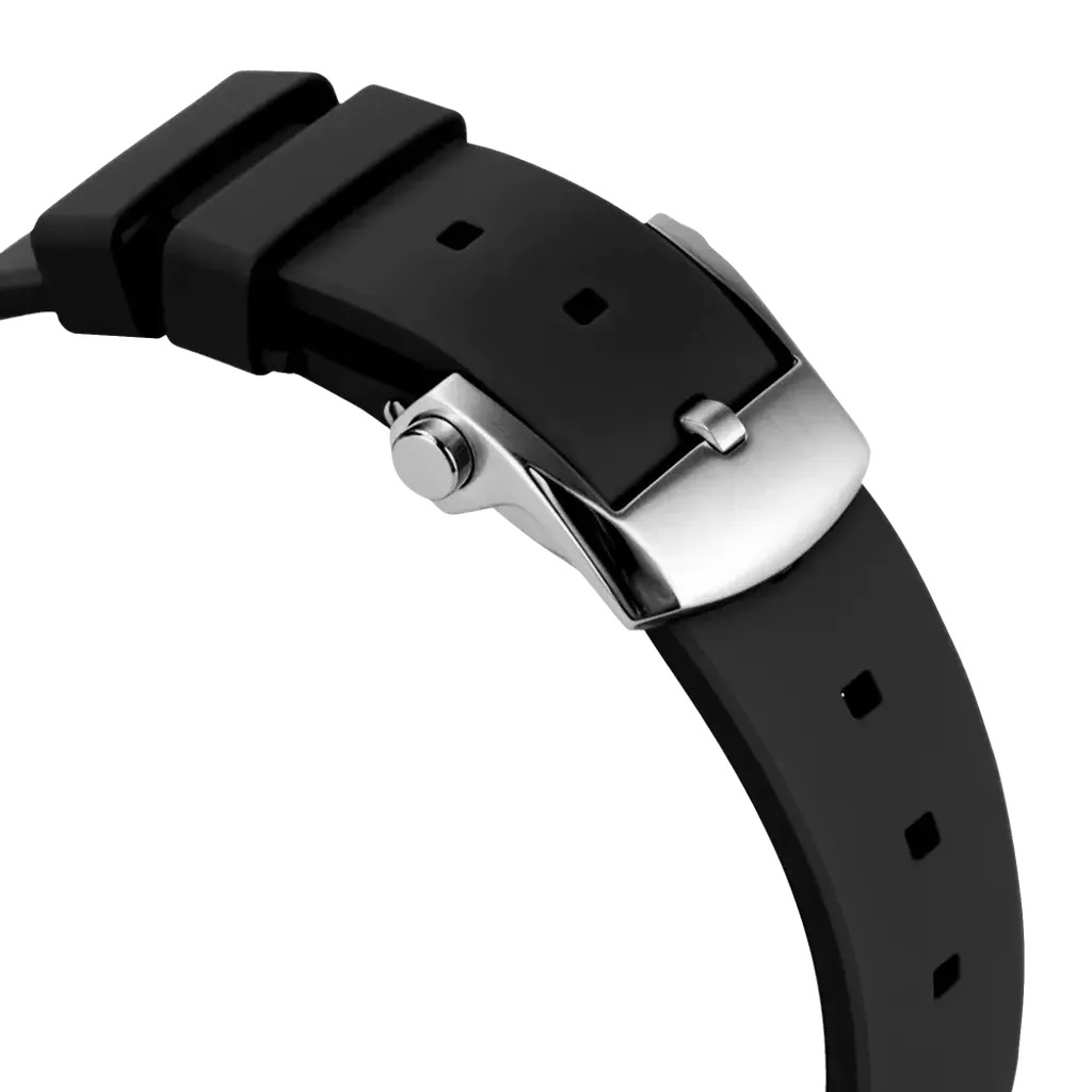 【預購】ATOMISHINE｜VELOCIREX FLUORO 系列 Panda Velocity｜三眼熊貓 白色錶面 黑色氟橡膠錶帶 石英腕錶 錶帶細節