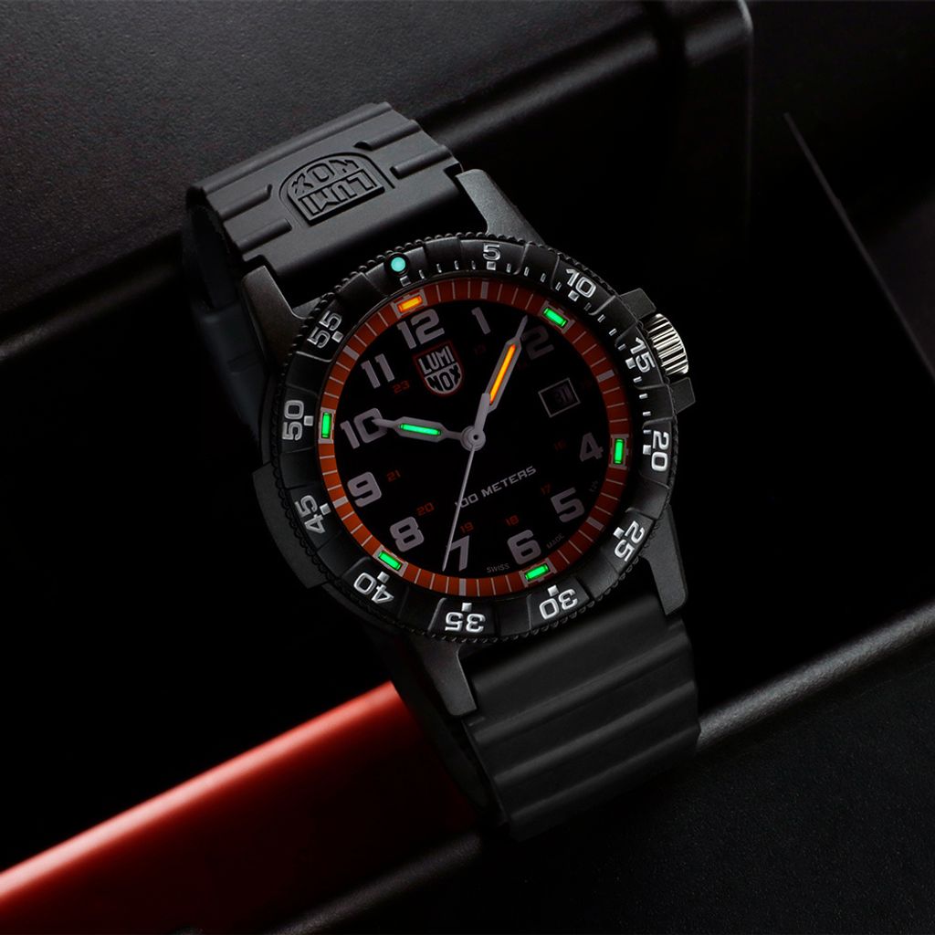 Luminox 雷明時 | 1LM-0329 | 橘 碳纖維複合錶殼 強化礦石鏡面 革龜運動腕錶 耐刮耐磨 夜光細節