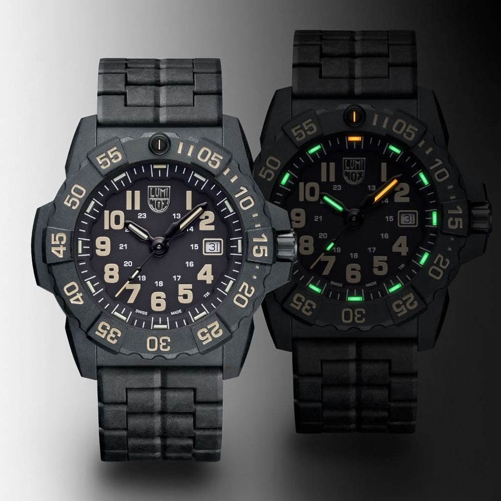 Luminox 雷明時 | 1LM-3510 | Navy SEAL 碳纖維黑金色 海豹部隊腕錶 夜光示意圖