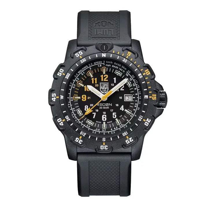 Luminox 雷明時 | 1LM-8825H-SET | RECON Point Man Heritage 偵察兵紀念錶禮盒 沉穩黑色腕錶 黃白數字錶盤 日期顯示 正面