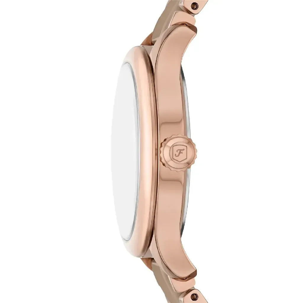 FOSSIL | Gilmore CE1133 | 優雅玫瑰棕緞面女錶 玫瑰金陶瓷錶帶 側面