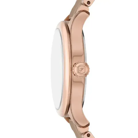 FOSSIL | Gilmore CE1133 | 優雅玫瑰棕緞面女錶 玫瑰金陶瓷錶帶 側面