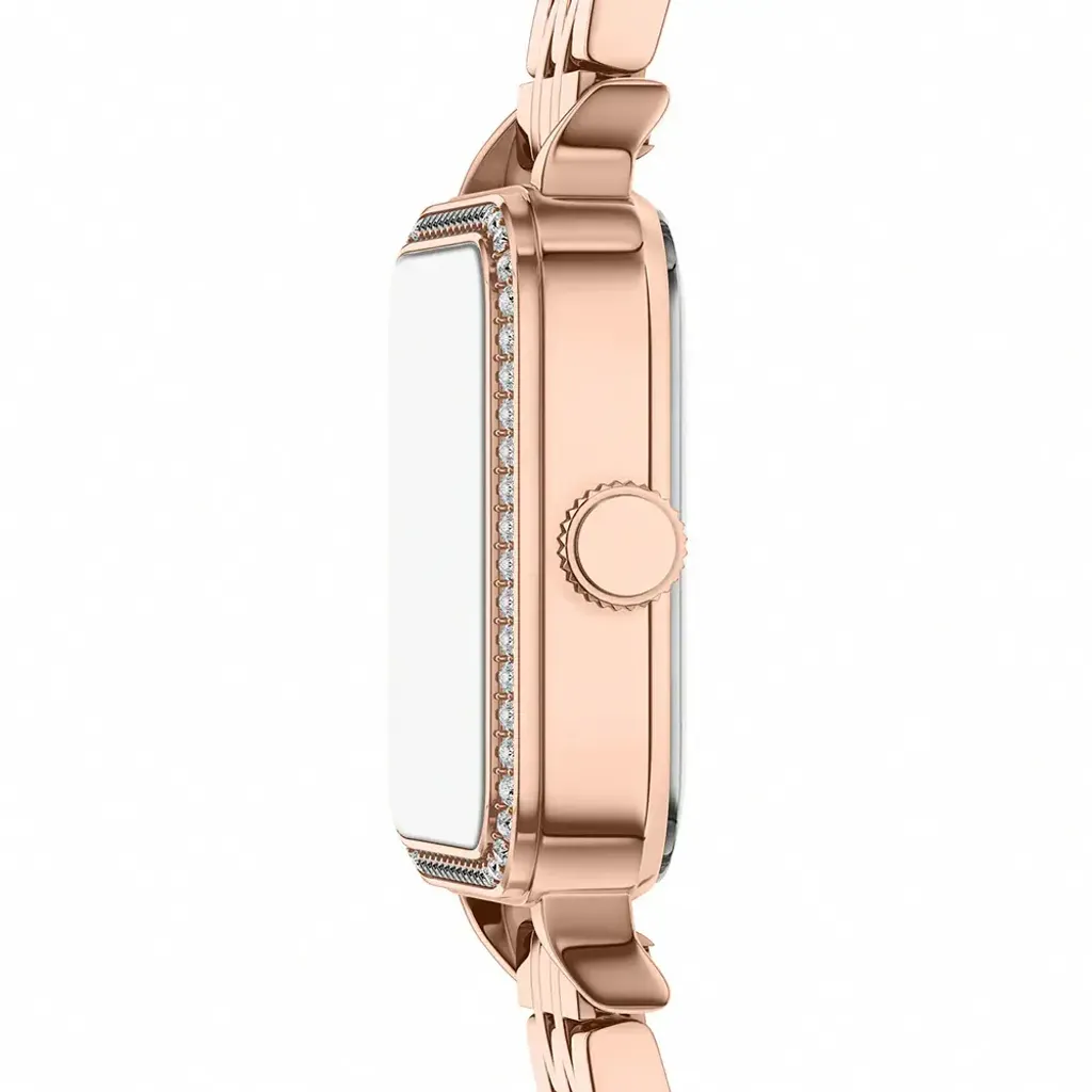 FOSSIL | Colleen BQW8046 | 晶鑽時光方格女錶 玫瑰金不鏽鋼錶帶 側面