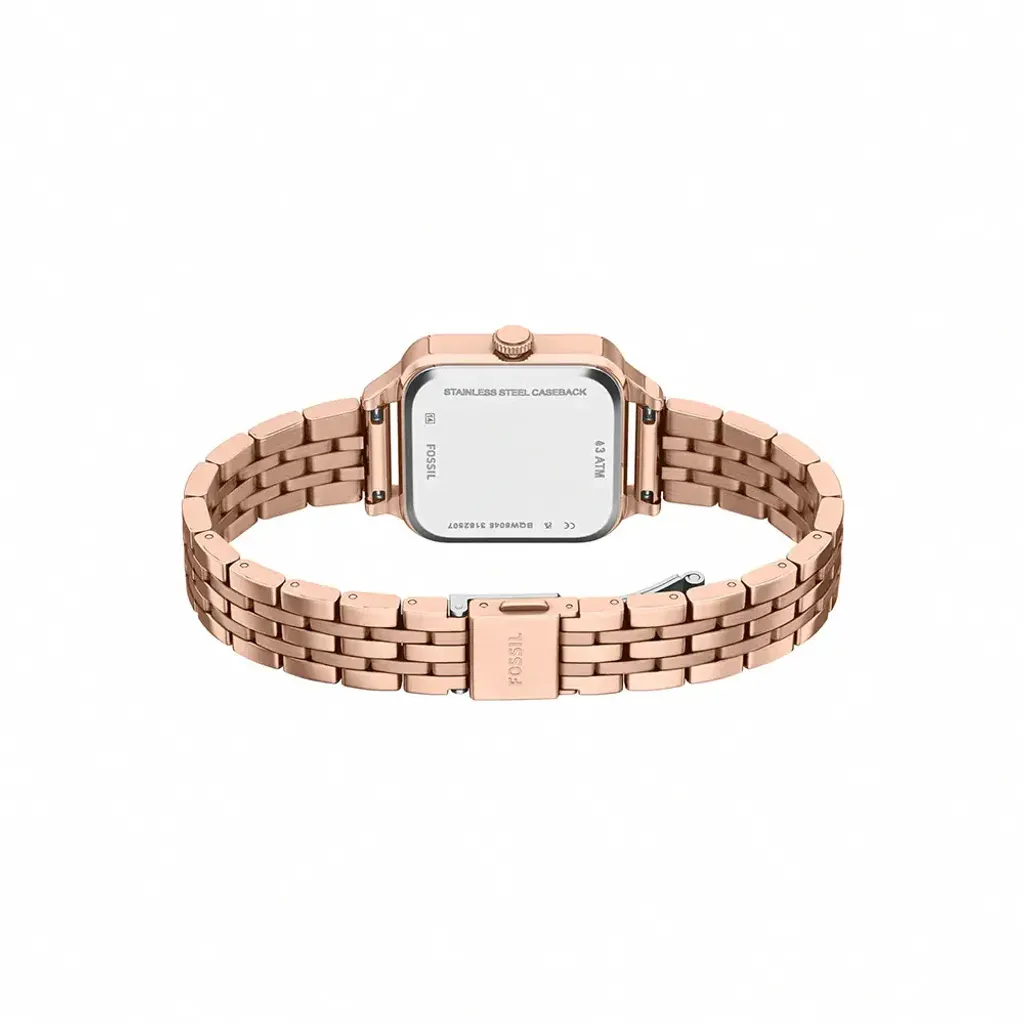FOSSIL | Colleen BQW8046 | 晶鑽時光方格女錶 玫瑰金不鏽鋼錶帶 錶帶細節