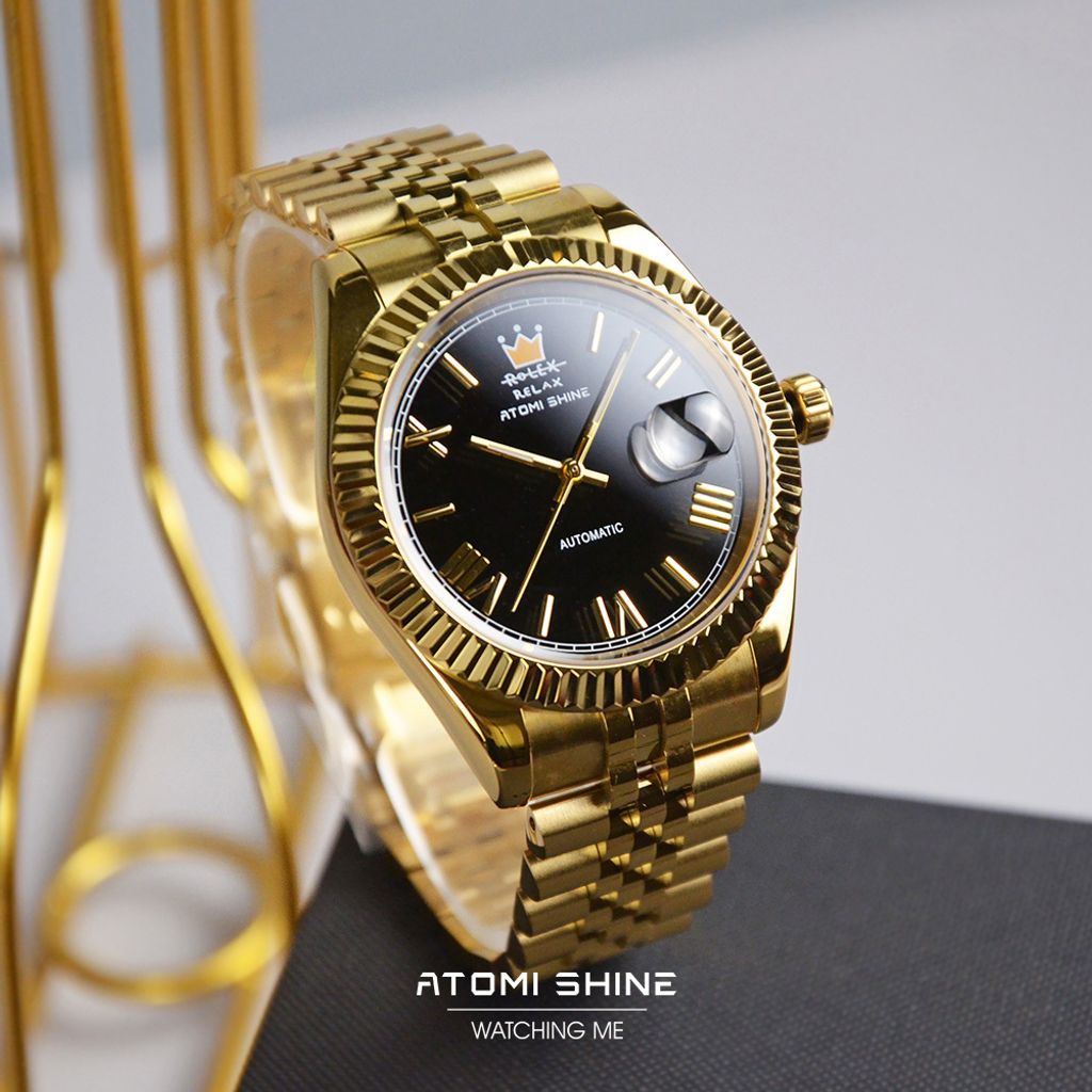 ATOMISHINE｜EONDATE MAXI CLASSIC 系列 Silver Crown｜簡約白色錶面 銀色不鏽鋼 自動機械腕錶 日期顯示 實體正左側