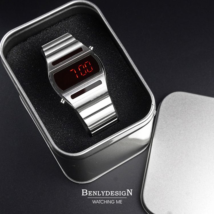 【全球限量】Benlydesign | G400.SR | 2026年9月新款 復古 紅字LED 造型 銀色電子錶 實體盒裝