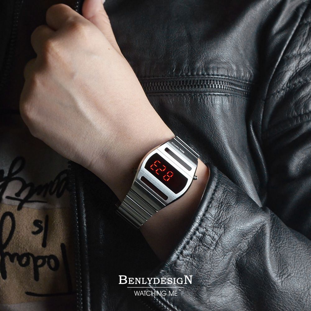 【全球限量】Benlydesign | G400.SR | 2026年9月新款 復古 紅字LED 造型 銀色電子錶 實戴參考