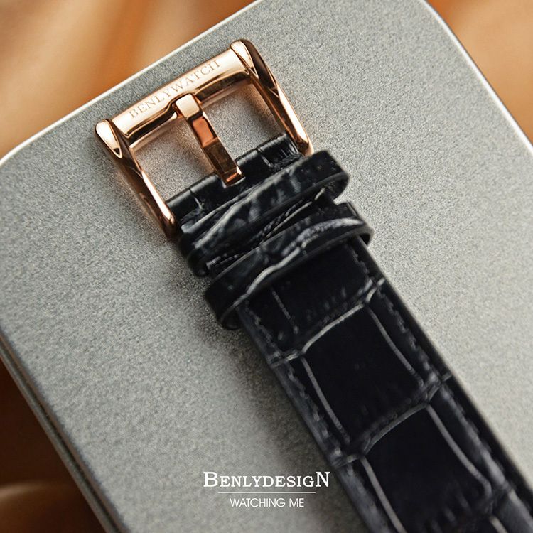 【雙十錶心之選】Benlydesign | Time Gallery TGRBB | 2026 10月新品 限量版 青銅金典雅復古款 黑色皮革錶帶 機械錶 實體錶扣細節