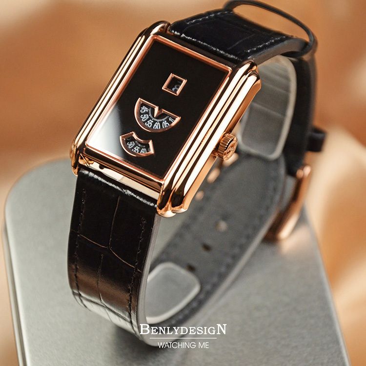 【雙十錶心之選】Benlydesign | Time Gallery TGRBB | 2026 10月新品 限量版 青銅金典雅復古款 黑色皮革錶帶 機械錶 實體正右側