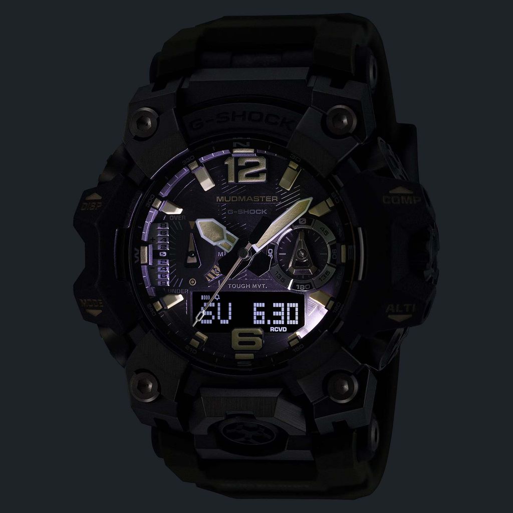 CASIO 卡西歐 | G-SHOCK MUDMASTER GWG-B1000-1A3 | 2026年10月新款 戰術裝備風格 橄欖綠戶外雙顯手錶 大錶徑  LED效果