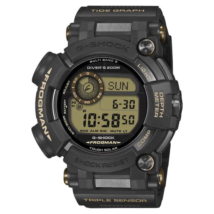 CASIO 卡西歐 | G-SHOCK FROGMAN GWF-D1000BC-1 | 2026年10月新款 戰術裝備風格 專業潛水錶 黑色戶外電子錶  正右側