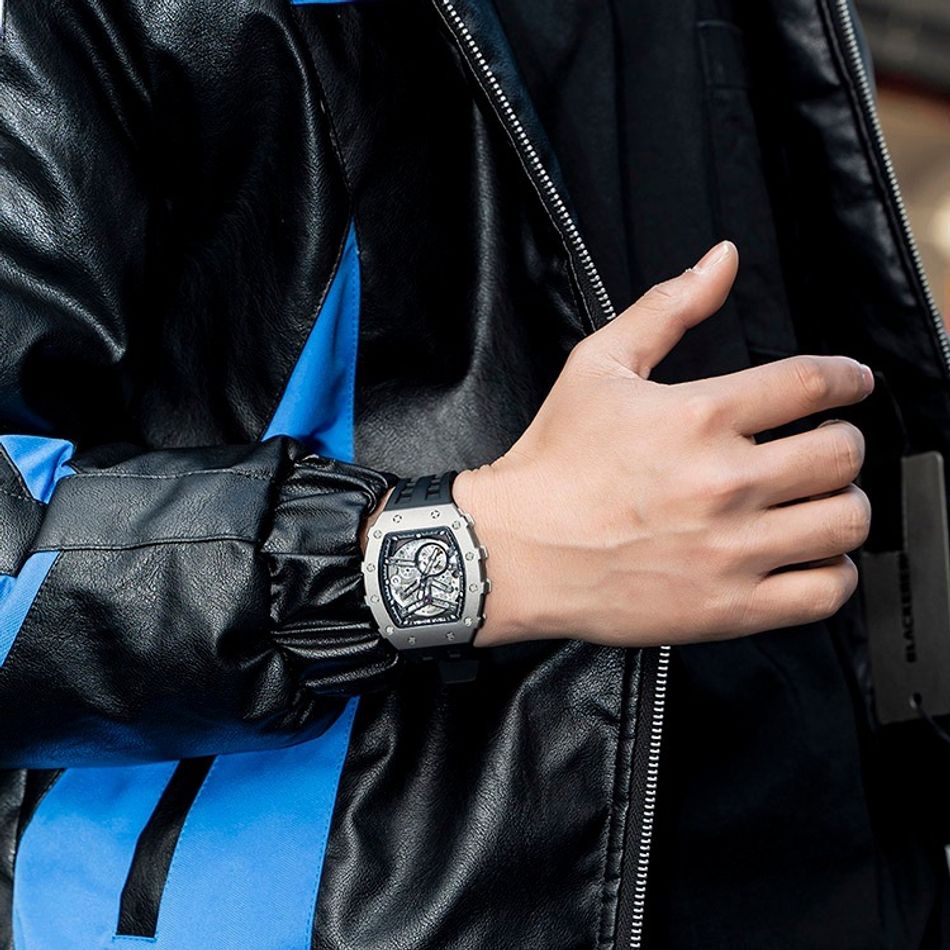 Tsar Bomba 機械公爵 | 元素系列 TB8208T-01 | 銀色鈦合金錶框 黑色矽膠錶帶 鈦金永恆 自動機械錶實戴參考