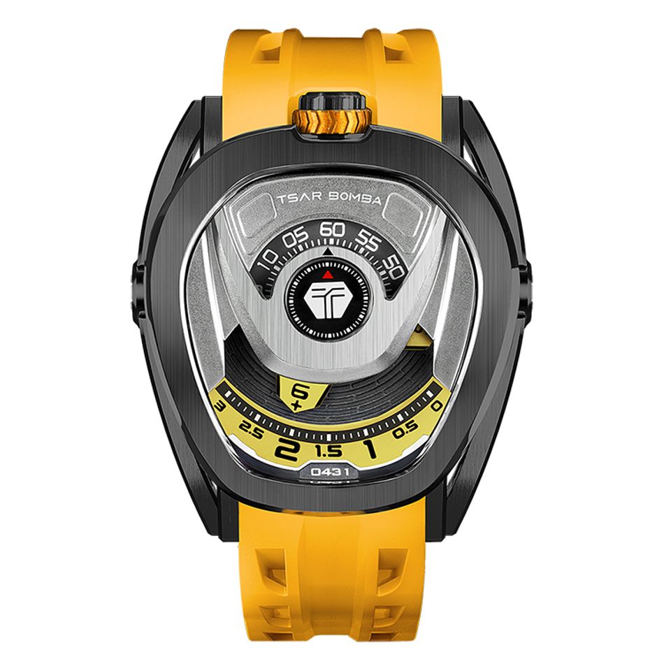 Tsar Bomba 機械公爵 | Reactor系列 TB8213A-05 | 配件可自由拆換 自動上鍊 黑框 黃色氟橡膠錶帶 機械錶正面