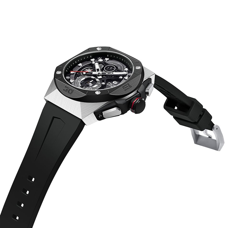 Tsar Bomba 機械公爵 | 元素系列 TB8801Q-01 | 黑框 黑色矽膠錶帶 石英錶側面細節