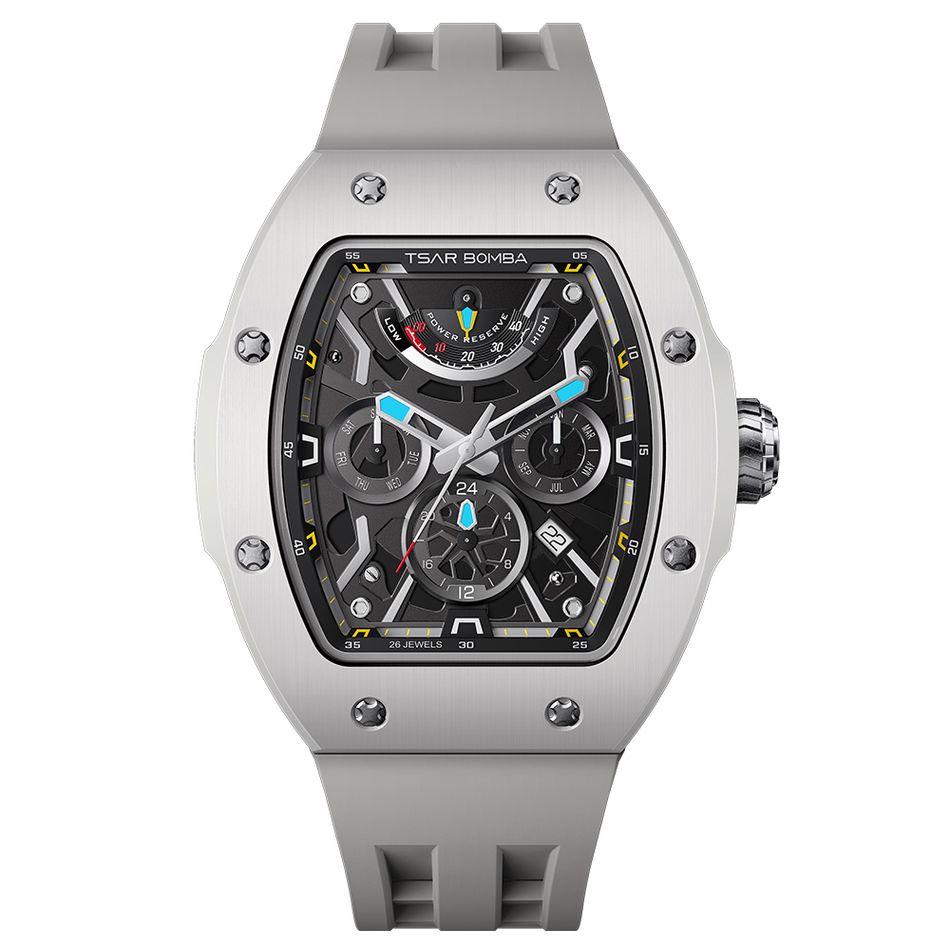 Tsar Bomba 機械公爵 | 原子系列 TB8222C-04 | 灰色陶瓷框 氟橡膠錶帶 機械錶正面
