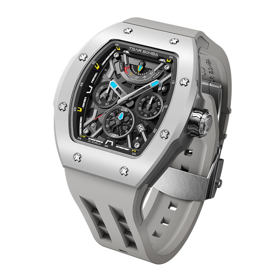 Tsar Bomba 機械公爵 | 原子系列 TB8222C-04 | 灰色陶瓷框 氟橡膠錶帶 機械錶側面