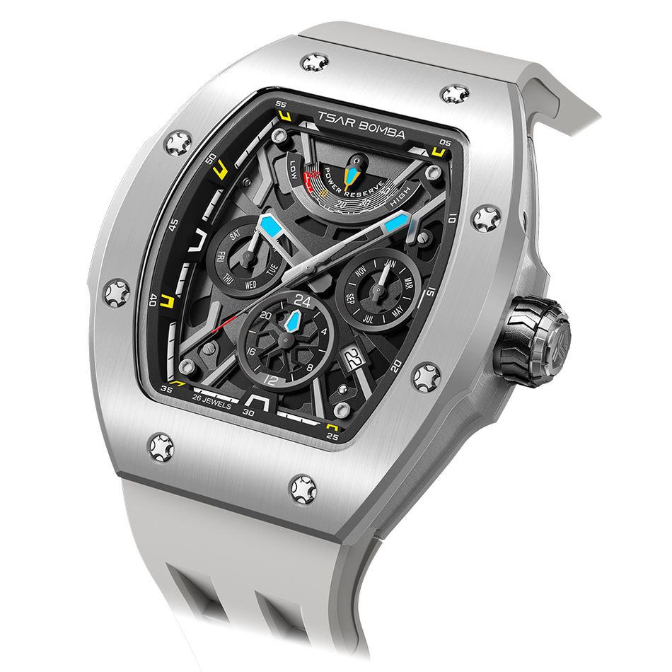 Tsar Bomba 機械公爵 | 原子系列 TB8222C-04 | 灰色陶瓷框 氟橡膠錶帶 機械錶側面細節