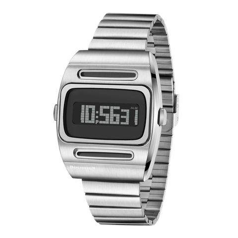 Benlydesign | G100系列 G100S-S | 銀色不鏽鋼太陽能多功能電子錶側面