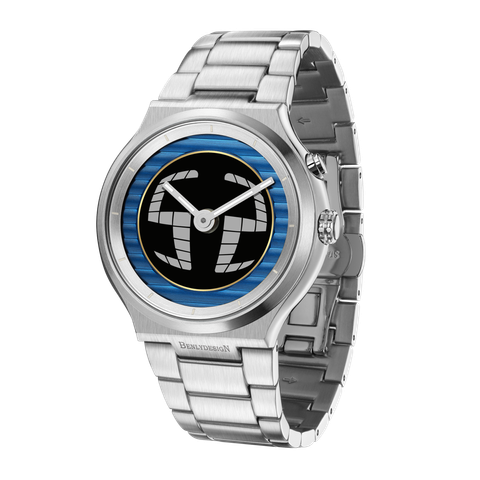 Benlydesign｜GX550型 GX550-Silver｜銀色藍圈款 指針+電子螢幕顯示不鏽鋼石英錶側面