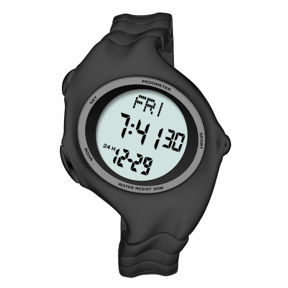 Benlydesign｜X5000型 X5000-D-B｜霧面黑色Y2k款 電子螢幕顯示 不鏽鋼電子錶正面