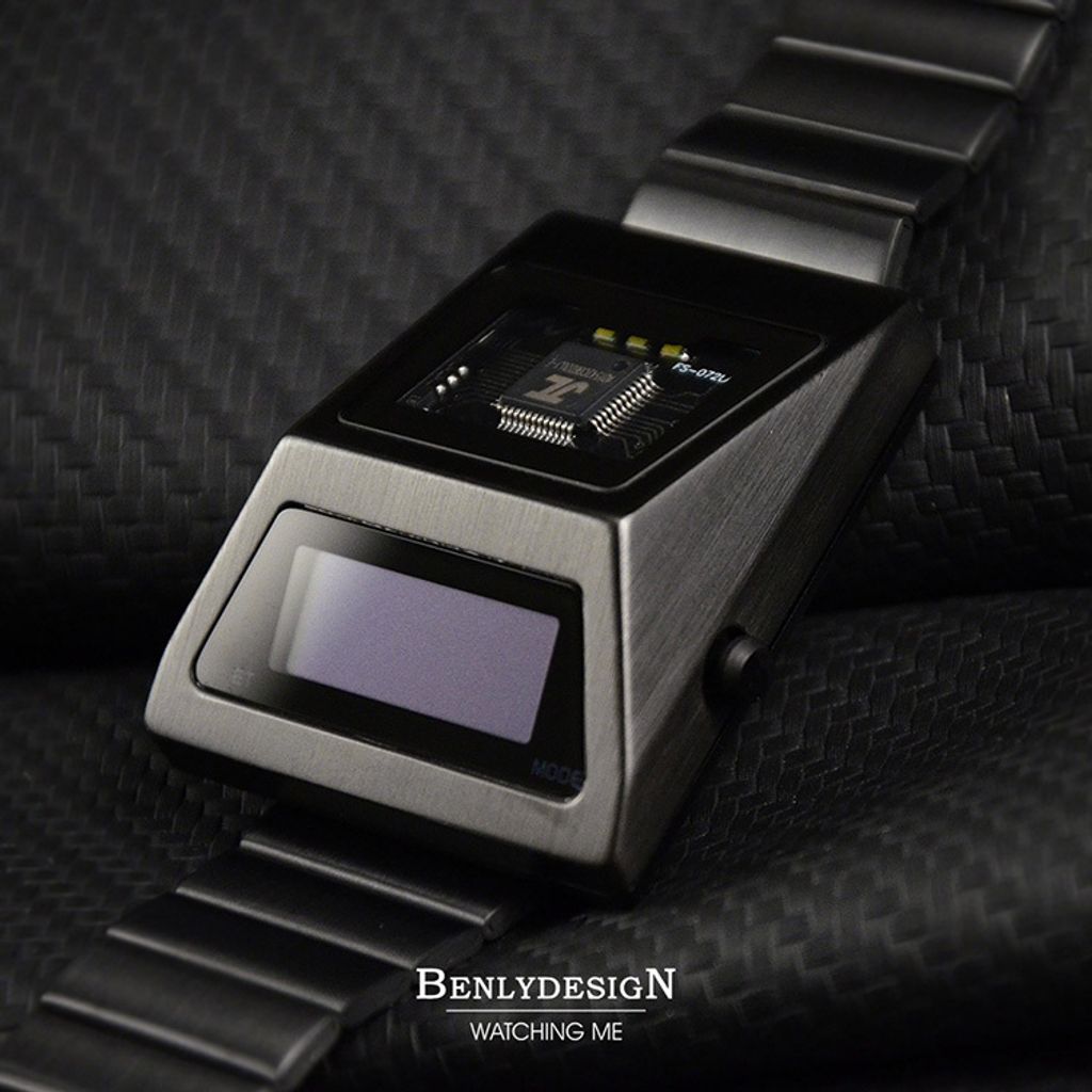 Benlydesign ｜CYBER WATCH S3000型 S3000B-C ｜黑色白字款  多功能OLED顯示器 不鏽鋼錶帶電子錶未顯示時間